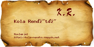 Kola Renátó névjegykártya